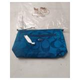 Coach Signature Nylon Cosmetic Pouch - Dark Plume Blue
