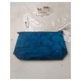 Coach Signature Nylon Cosmetic Pouch - Dark Plume Blue