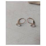 10k Gold Crystal Lever Back Earrings