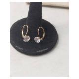 10k Gold Crystal Lever Back Earrings