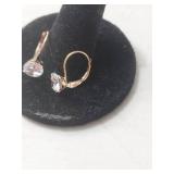 10k Gold Crystal Lever Back Earrings