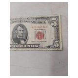 1963 US $5 Red Seal Note