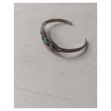 Sterling Silver Turquoise and Coral Cuff Bracelet