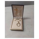 Oval Pendant Necklace and Earring Set