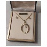 Oval Pendant Necklace and Earring Set