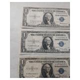 1935 Silver Certificate One Dollar Bills - Set of 3