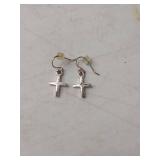 Sterling Silver Cross Drop Earrings