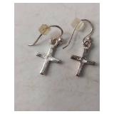 Sterling Silver Cross Drop Earrings