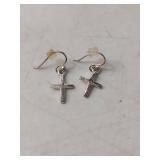 Sterling Silver Cross Drop Earrings