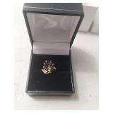 Black Onyx Flower Ring in Box