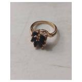 Black Onyx Flower Ring in Box