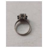 Silver Garnet Solitaire Ring