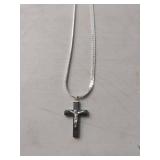 Herringbone Chain with Black Cross Pendant