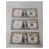 1935 Silver Certificate One Dollar Bills - Set of 3