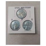 1943 Steel War Penny Set - P-D-S Mint Marks