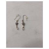 Sterling Silver Flower Crystal Drop Earrings