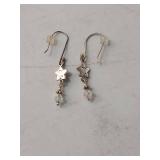 Sterling Silver Flower Crystal Drop Earrings