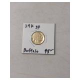 24K Gold Plated Buffalo Nickel