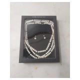 Sterling Silver Pearl Necklace and Earring Set