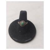 Silver Turquoise Ring with Rope Design