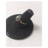 Silver Turquoise Ring with Rope Design