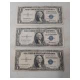 1935 Silver Certificate One Dollar Bills - Set of 3