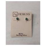 Sterling Silver Emerald Stud Earrings by Ag Designs