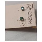 Sterling Silver Emerald Stud Earrings by Ag Designs