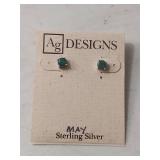 Sterling Silver Emerald Stud Earrings by Ag Designs