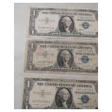 1957 One Dollar Silver Certificates - Set of 3