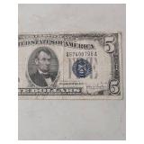 1934 Series Five Dollar Silver Certificate