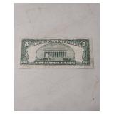 1934 Series Five Dollar Silver Certificate