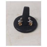 Sterling Silver Citrine and Crystal Drop Earrings