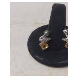Sterling Silver Citrine and Crystal Drop Earrings