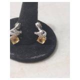 Sterling Silver Citrine and Crystal Drop Earrings