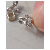 Sterling Silver Citrine and Crystal Drop Earrings