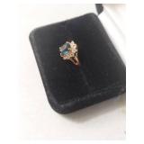 Blue Sapphire and Crystal Ring in Box