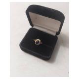 Blue Sapphire and Crystal Ring in Box