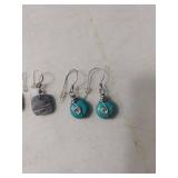 Handcrafted Stone and Turquoise Earring Set