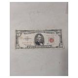 1963 US $5 Red Seal Note