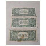 1957 Silver Certificate One Dollar Bills - Set of 3