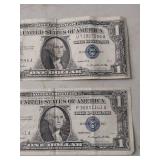 (2) 1957 US Silver Certificate Dollar Bills