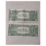 (2) 1957 US Silver Certificate Dollar Bills