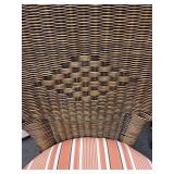 Wicker Rocking Chair with Coral Striped Cushion