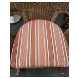 Wicker Rocking Chair with Coral Striped Cushion
