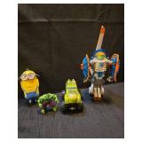 Mixed Action Figure Lot - Minions, Robot and Hulk