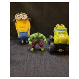 Mixed Action Figure Lot - Minions, Robot and Hulk