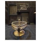 Heart Shaped Metal Filigree Candle Holder and Love picture collage frame Valentine