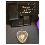 Heart Shaped Metal Filigree Candle Holder and Love picture collage frame Valentine