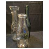 Glass Bottle Collection - Clear and Green Vases
